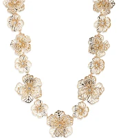 Marchesa Gold Tone Crystal Flower Collar Necklace
