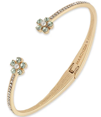 Marchesa Gold Tone Erinite Floral Cuff Bracelet