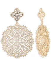 Marchesa Gold Tone Large Filigree Drop Earrings