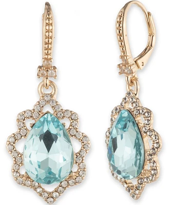 Marchesa Gold Tone Light Turquoise Single Pear Drop Earrings
