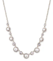 Marchesa Pearl Round Stone Crystal Collar Necklace