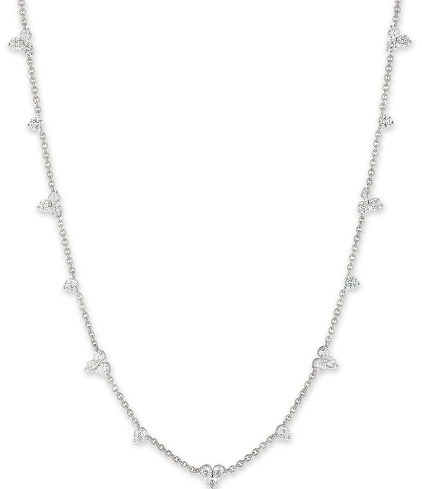 Marchesa Silver Tone Crystal Stationed Collar Necklace