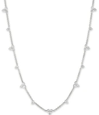 Marchesa Silver Tone Crystal Stationed Collar Necklace