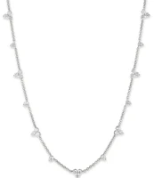 Marchesa Silver Tone Crystal Stationed Collar Necklace