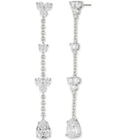 Marchesa Silver Tone Crystal Stationed Linear Earrings