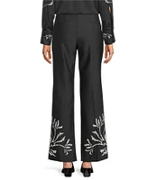 Marella Coordinating Egizio Crepe Back Satin Placement Print Flare Hem Pants