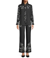 Marella Coordinating Egizio Crepe Back Satin Placement Print Flare Hem Pants