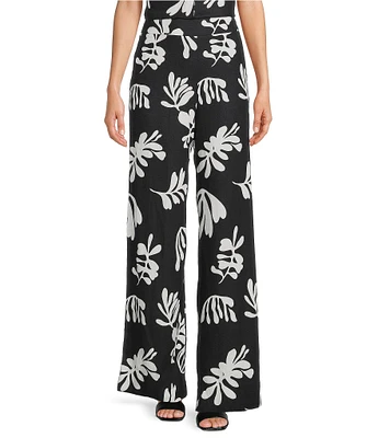 Marella Coordinating Linen Blend Elastic Back Wide Leg Trouser Pants