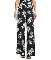 Marella Coordinating Linen Blend Elastic Back Wide Leg Trouser Pants