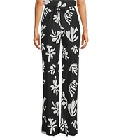 Marella Coordinating Linen Blend Elastic Back Wide Leg Trouser Pants