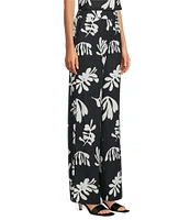 Marella Coordinating Linen Blend Elastic Back Wide Leg Trouser Pants