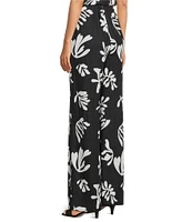 Marella Coordinating Linen Blend Elastic Back Wide Leg Trouser Pants