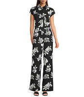 Marella Coordinating Linen Blend Elastic Back Wide Leg Trouser Pants