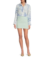 Marella Olpe Stretch Microfiber Canvas Mini Pencil Skirt