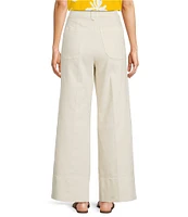 Marella Reseda Garment Dyed Stretch Denim Wide Leg Ankle Pants