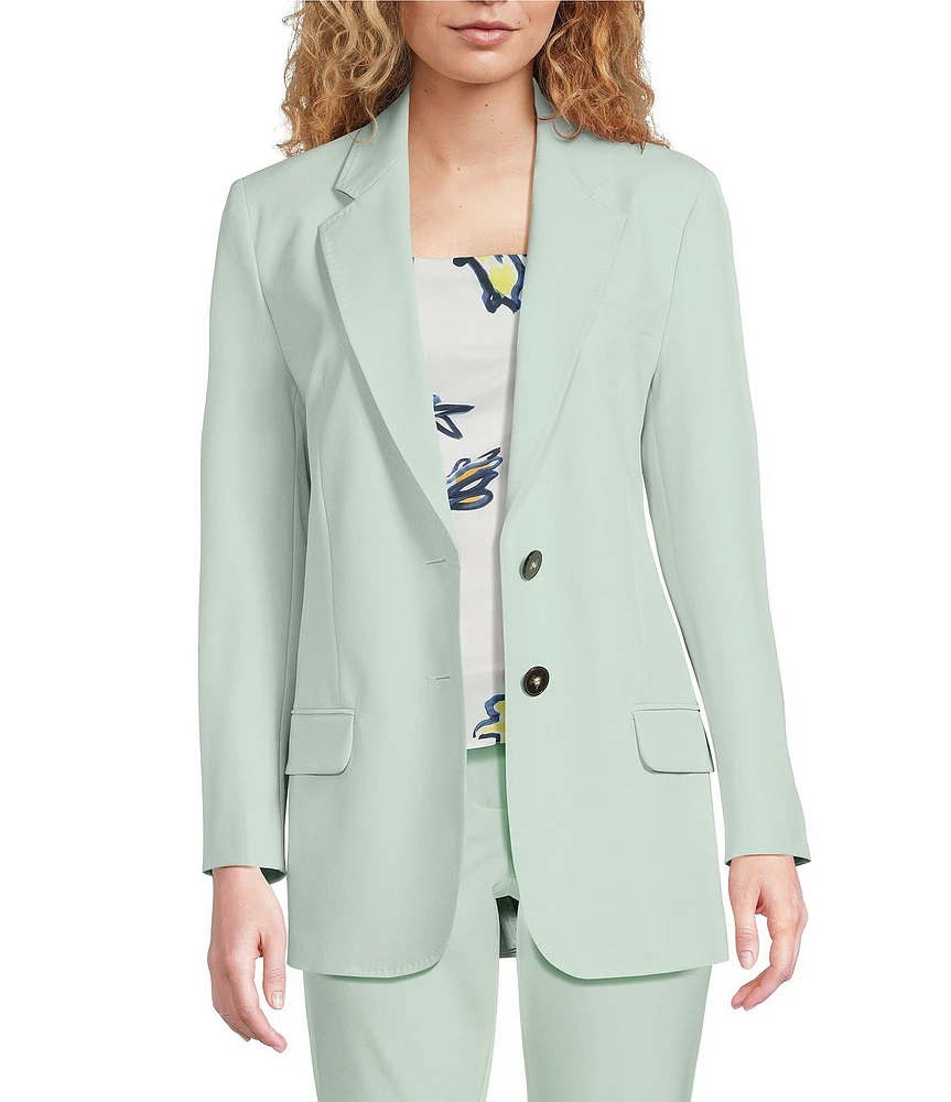 Marella Rubens Stretch Microfiber Canvas Notch Lapel Collar Long Sleeve Two-Button Jacket