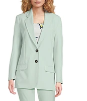 Marella Rubens Stretch Microfiber Canvas Notch Lapel Collar Long Sleeve Two-Button Jacket