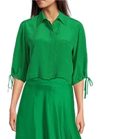 Marella Silk Shirt Collar Neck 3/4 Sleeve Blouse