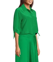 Marella Silk Shirt Collar Neck 3/4 Sleeve Blouse