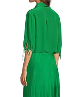 Marella Silk Shirt Collar Neck 3/4 Sleeve Blouse