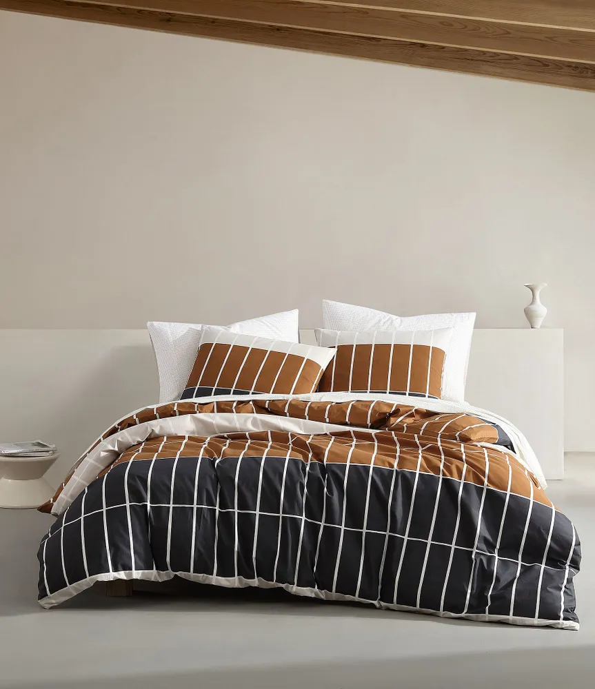 Marimekko Tiiliskivi Raita Brick-Block Printed Outlined Pattern Organic Cotton Duvet Cover Mini Set