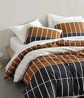 Marimekko Tiiliskivi Raita Brick-Block Printed Outlined Pattern Organic Cotton Duvet Cover Mini Set