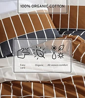 Marimekko Tiiliskivi Raita Brick-Block Printed Outlined Pattern Organic Cotton Duvet Cover Mini Set