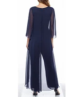 Marina 3/4 Sleeve Keyhole Neck Chiffon Jumpsuit