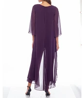 Marina 3/4 Sleeve Keyhole Neck Chiffon Jumpsuit