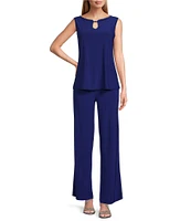 Marina 3/4 Batwing Sleeve Keyhole Crew Neck 3-Piece Pant Set