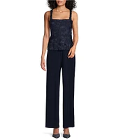 Marina 3/4 Sleeve Square Neck Jumpsuit And Jacket 2-Piece Set