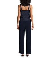 Marina 3/4 Sleeve Square Neck Jumpsuit And Jacket 2-Piece Set