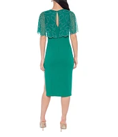 Marina Beaded Crew Neck Short Capelet Dress