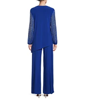 Marina Beaded Long Sleeve Crew Neck 2-Piece Pant Set