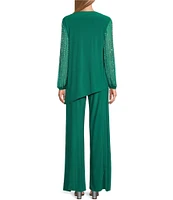 Marina Beaded Long Sleeve Crew Neck 2-Piece Pant Set