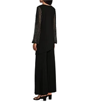 Marina Beaded Long Sleeve Crew Neck 2-Piece Pant Set