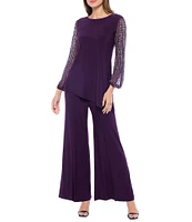 Marina Beaded Long Sleeve Crew Neck 2-Piece Pant Set