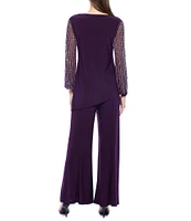 Marina Beaded Long Sleeve Crew Neck 2-Piece Pant Set