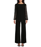 Marina Beaded Long Sleeve Crew Neck 2-Piece Pant Set