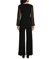 Marina Beaded Long Sleeve Crew Neck 2-Piece Pant Set