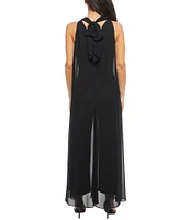 Marina Chiffon Halter Neck Sleeveless Wide Leg Overlay Jumpsuit