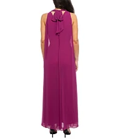 Marina Chiffon Halter Neck Sleeveless Wide Leg Overlay Jumpsuit