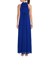 Marina Chiffon Halter Neck Sleeveless Wide Leg Overlay Jumpsuit