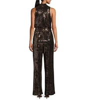 Marina Halter Neck Sleeveless Disco Dot Jumpsuit