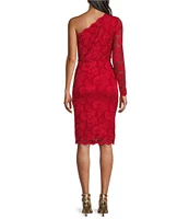 Marina Lace One Shoulder Long Sleeve Sheath Dress