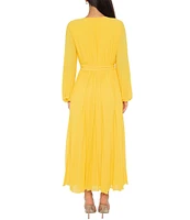 Marina Long Sleeve Pleated Chiffon Maxi Dress