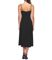 Marina Matte Jersey Sleeveless Chain Strap Cowl Neck Midi Dress