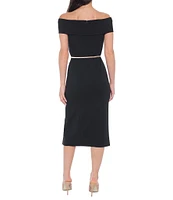 Marina Off-the-Shoulder Belted Sheath Dress
