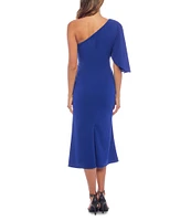 Marina One Shoulder 3/4 Sleeve Midi Dress