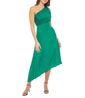 Marina One Shoulder Neck Sleeveless Pleated A-Line Dress